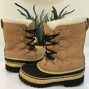 SOREL Caribou Buff Nubuck Lace Up Snow Boots